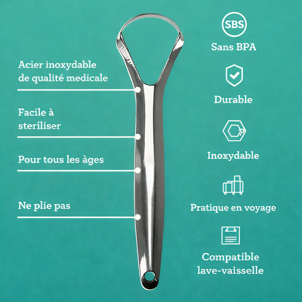 Gratte-langue en acier inoxydable