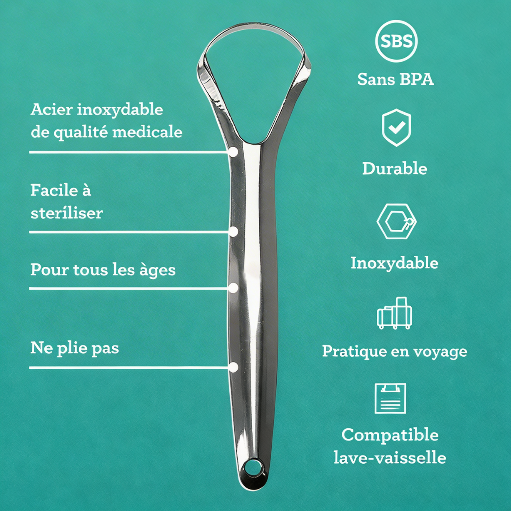 Gratte-langue en acier inoxydable