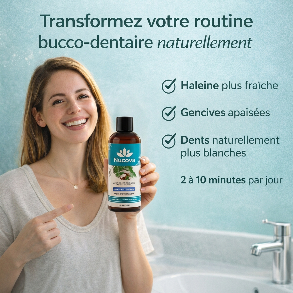 Bain de bouche à l'huile Coco avec 7 huiles essentielles et vitamines D, E et K2