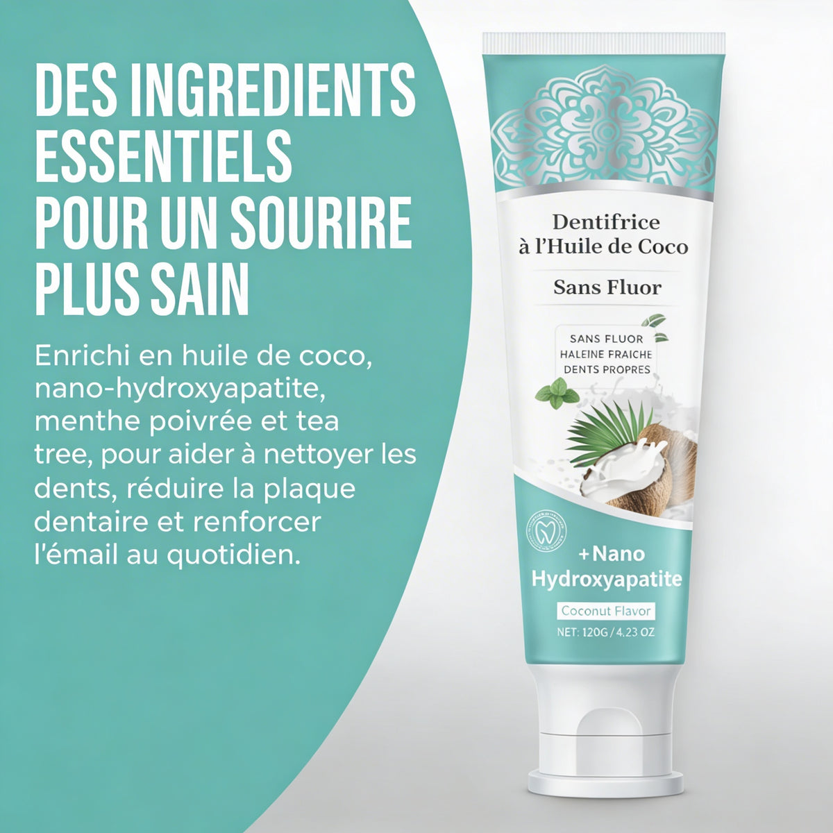 Dentifrice blanchissant à l’hydroxyapatite, sans fluor