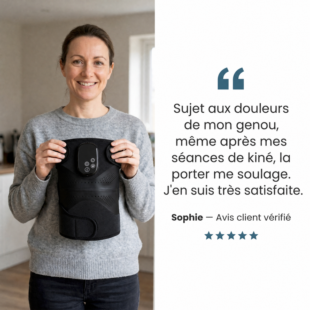Genouillère Chauffante avec lumière rouge – soulage, apaise et détend le genou