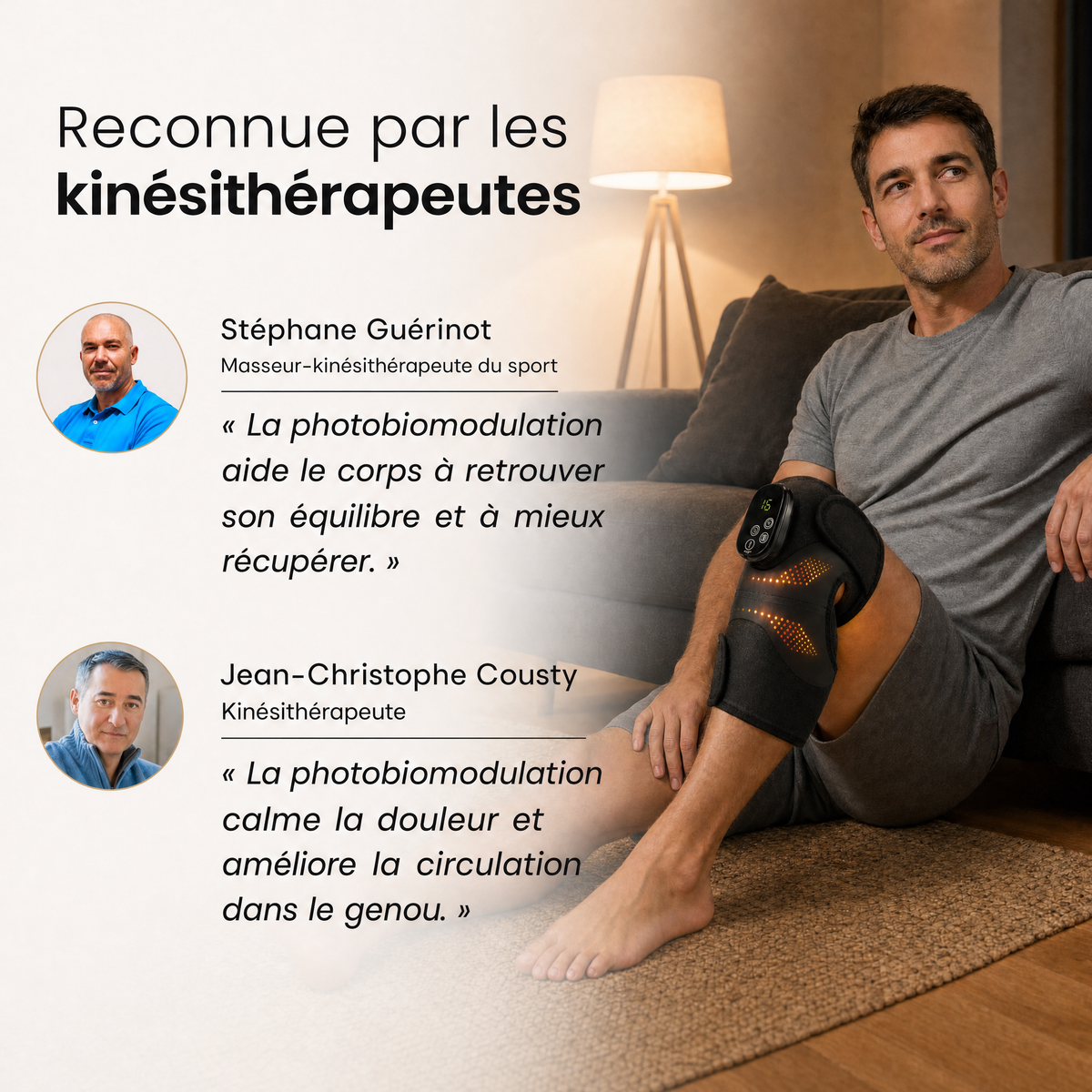 Genouillère Chauffante avec lumière rouge – soulage, apaise et détend le genou