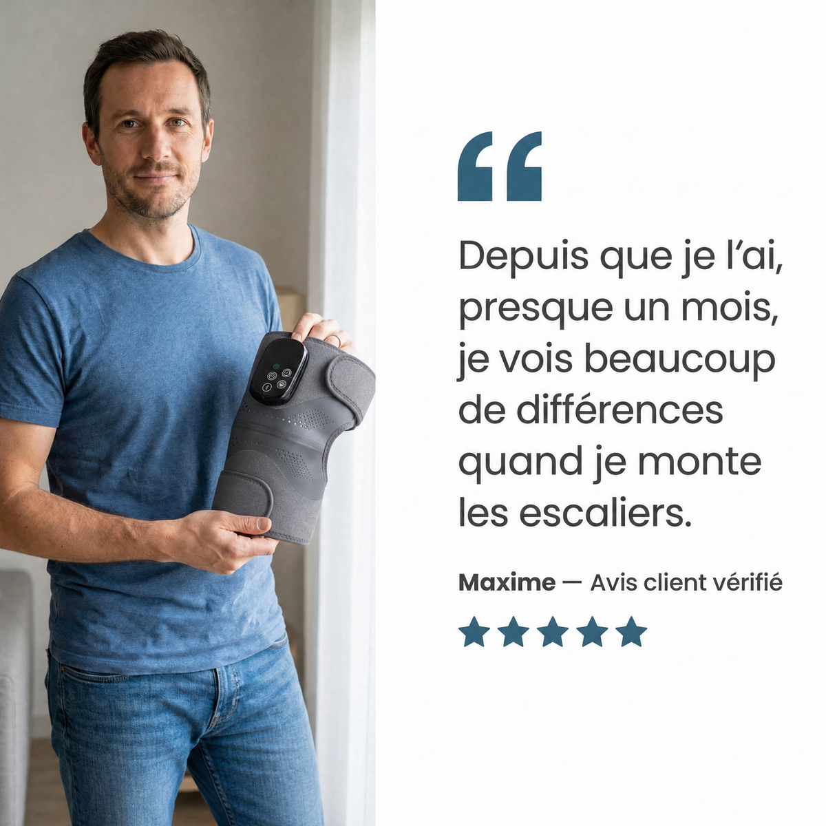 Genouillère Chauffante avec lumière rouge – soulage, apaise et détend le genou