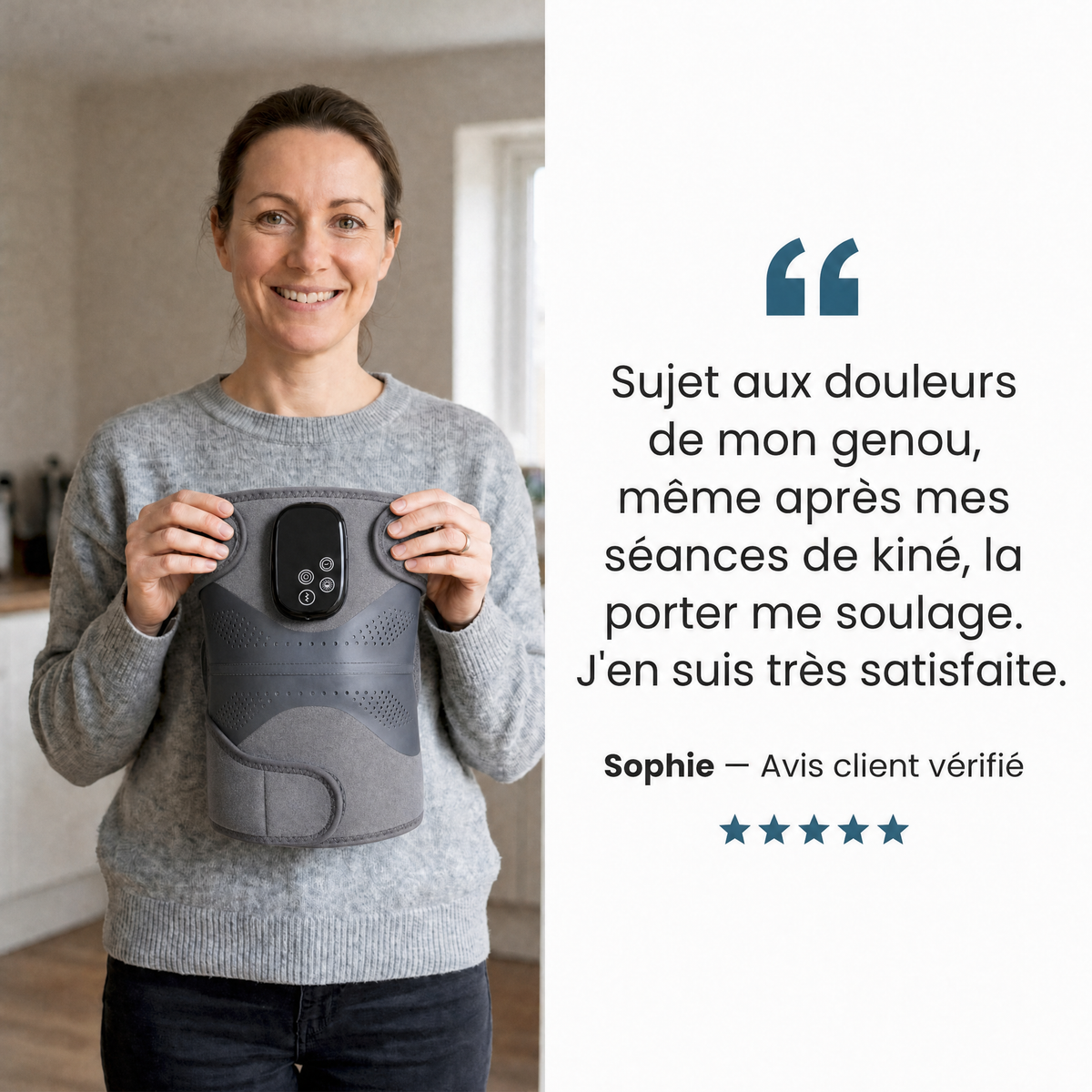 Genouillère Chauffante avec lumière rouge – soulage, apaise et détend le genou