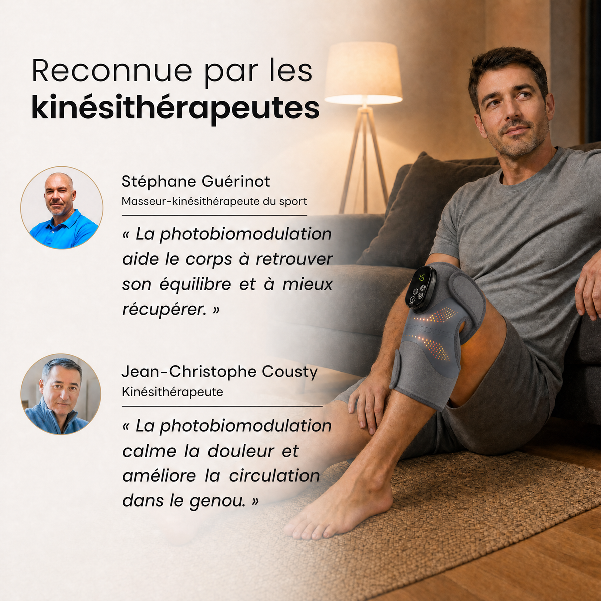 Genouillère Chauffante avec lumière rouge – soulage, apaise et détend le genou