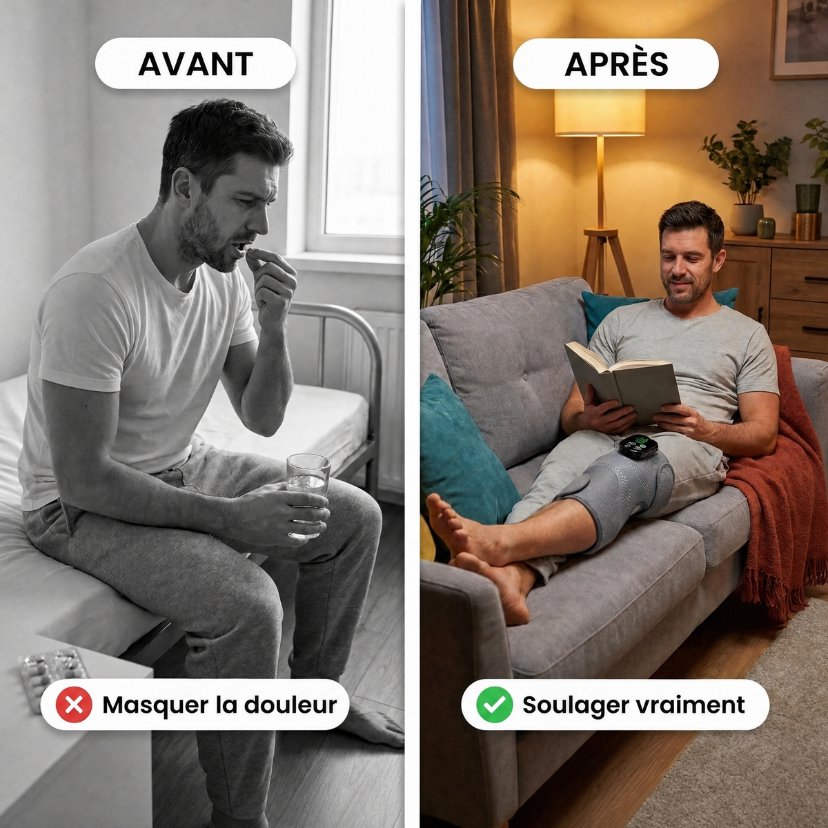 Genouillère Chauffante avec lumière rouge – soulage, apaise et détend le genou